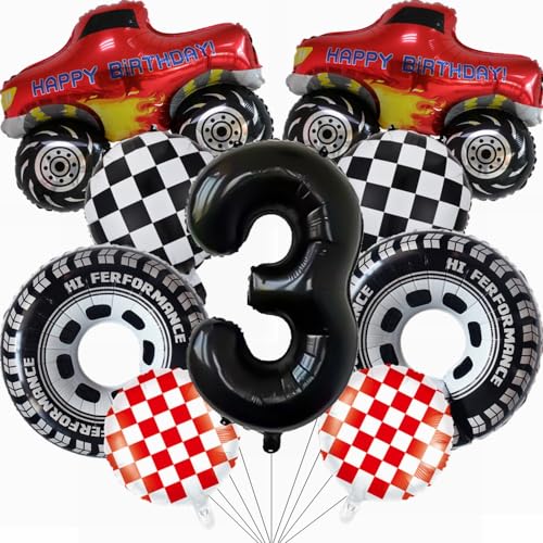 Yunchu Online Luftballon Auto Geburtstag Kit Monster Truck Cars Geburtstagsdeko Junge 3. Truck Geburtstag Dekoration Auto Thema Party Dekorationen für Monster Truck Rennen Auto Theme Party Supplies von Yunchu Online