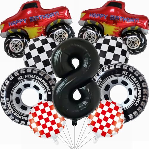 Yunchu Online Luftballon Auto Geburtstag Kit Monster Truck Cars Geburtstagsdeko Junge 8. Truck Geburtstag Dekoration Auto Thema Party Dekorationen für Monster Truck Rennen Auto Theme Party Supplies von Yunchu Online