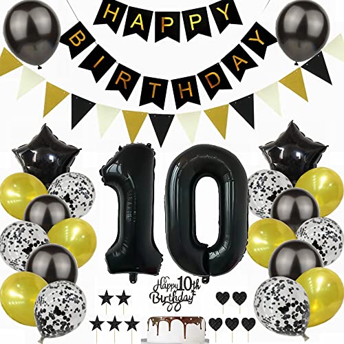 Yunchu Online Schwarz Gold 10. Geburtstag Dekoration Mann Frau 10. Geburtstag Schwarz Gold Party Deko Schwarz Tortendeko Geburtstag 10 Geburtstag Deko Geschenk 10 Geburtstag Deko Ballon von Yunchu Online