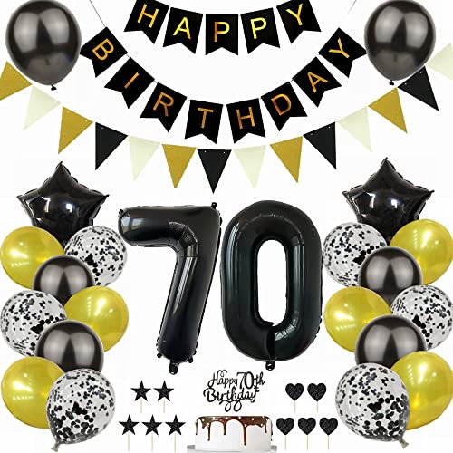 Yunchu Online Schwarz Gold 70. Geburtstag Dekoration Mann Frau 70. Geburtstag Schwarz Gold Party Deko Schwarz Tortendeko Geburtstag 70 Geburtstag Deko Geschenk 70 Geburtstag Deko Ballon von Yunchu Online