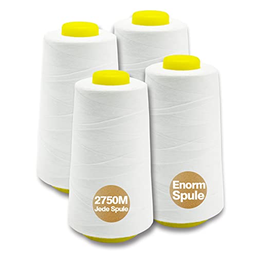 NäHgarn Overlockgarn 100% Polyester Weiß NäHgarn Set FüR NäHgarn Faden Garn NäHmaschine 4 NäHgarn Zwirn ReißFest NäHmaschinengarn Thread NäHfaden Overlock Garn 40/2 Je 2745 M, Insgesamt 11000m NäHgarn Overlockgarn 100% Polyester Weiß NäHgarn Set FüR NäHgarn Faden Garn NäHmaschine 4 NäHgarn Zwirn ReißFest NäHmaschinengarn Thread NäHfaden Overlock Garn 40/2 Je 2745 M, Insgesamt 11000m von Yungensse