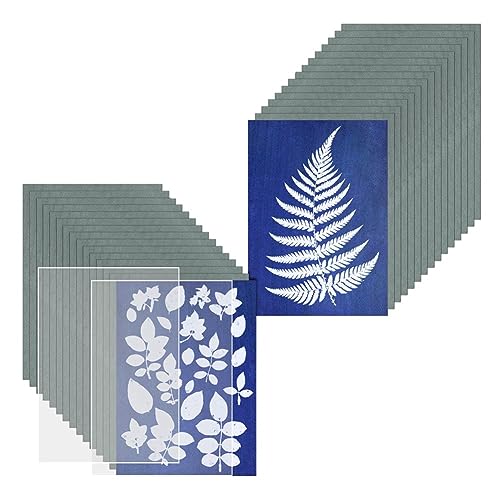 Yunnaty 30 Blatt Cyanotypie-Papier mit 2 Blatt Acryl-Panel-Sonnendruckpapier-Set, Cyanotypie-Papier von Yunnaty