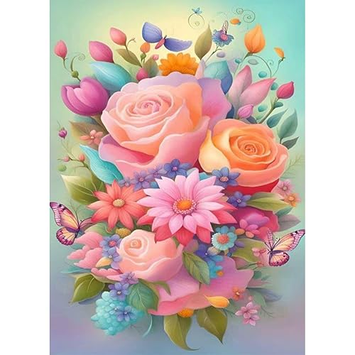 Yunruily Diamond Painting Set für Erwachsene Blumen-Diamond Painting Kits,5D Blumen Diamant Malerei Set,Blumen DIY Diamantmalerei Basteln Bilder Arts als Geschenk für Home Wand Décor 30x40cm von Yunruily