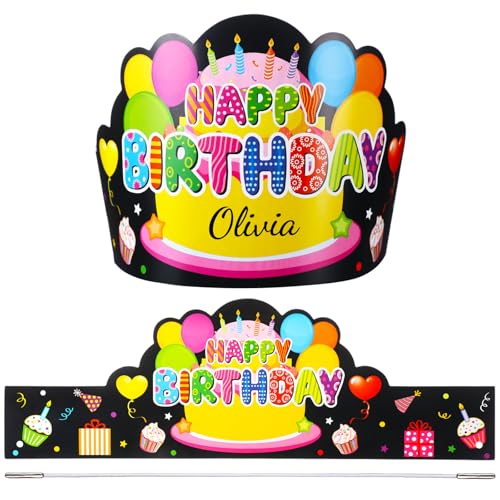 Yunsailing 36 Stück Happy Birthday Kronen für Kinder – Schwarze Papier-Geburtstagshüte für Klassenzimmer und Party – Uni Kinder Yunsailing 36 Stück Happy Birthday Kronen für Kinder – Schwarze Papier-Geburtstagshüte für Klassenzimmer und Party – Uni Kinder von Yunsailing