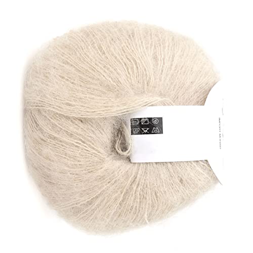 Yunxwd Weiche Mohair, Cashmere Wolle Strickgarn leichte Hand Strickwaren Garn DIY Schal Schal Häkelgarn für Schals Pullover Schal Hüte und Bastelprojekte(beige) von Yunxwd