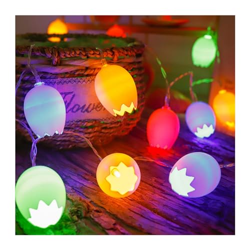 Lichterkette Ostern, Auferstehungsfest Lampe Schmuck 3D Ostereier LED Lichterkette Batteriebetrieben Ohne Batterie, LED Lichterkette für Ostern mit 10 LEDs, Eierschale Ostern, Ostern Deko von Yunyahe