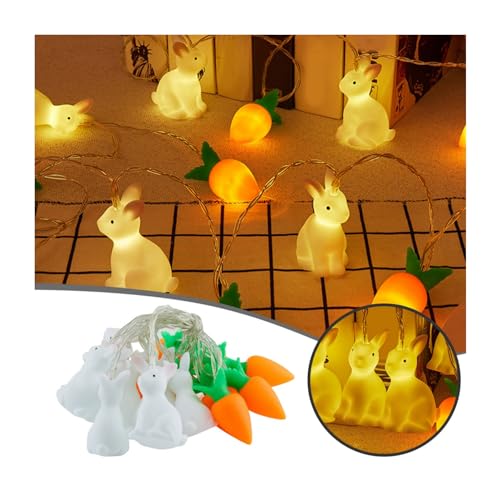 Lichterkette Ostern, Osterhase Karotte LED Lichterkette, 1.5m LED Lichterkette für Ostern mit 10 LEDs, Hasen Lichterketten Batteriebetrieben Ohne Batterie, Ostern Deko von Yunyahe