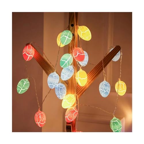 Lichterkette Ostern, Ostern Deko Auferstehungsfest Lampe Schmuck 3D Ostereier LED Ohne Batterie, LED Lichterkette für Ostern, LED-Batteriebox Osterlichterkette Crack Egg Light String von Yunyahe