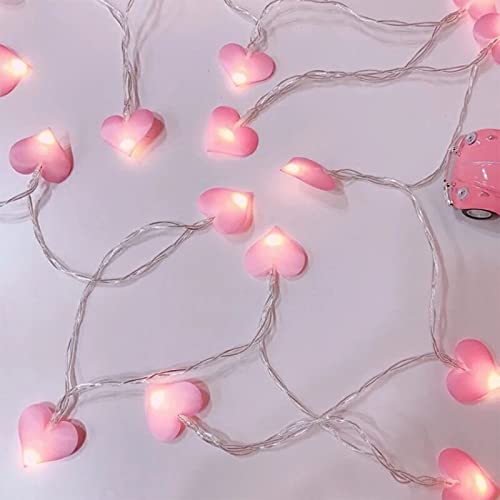 Valentinstag Deko LED Lichterkette Innen Batterie 3m 20 LEDs Herz LED Dekoration Liebe Licht Led Geständnis Herz Stoff Romantische Zimmer Lichterkette für Liebe Valentinstag Hochzeitstag Party Deko von Yunyahe