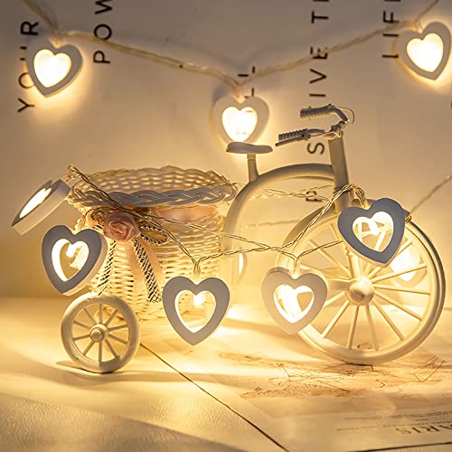 Valentinstag Deko LED Lichterkette Innen Lichterkette Herzen Hochzeit Deko Led Herz Zum Aufhängen Lichterkette Lichter Party Schnur Herz Holztag Valentinstag Lampe Liebeslichter LED-Dekor von Yunyahe