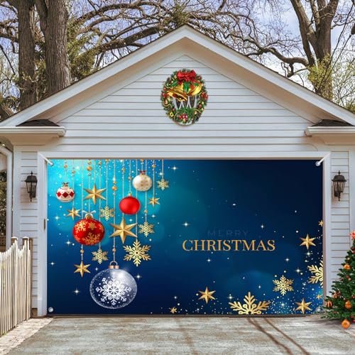 Weihnachtsdeko Aussen Weihnachtsbanner Weihnachten Garage Dekoration hängenden Stoff Festliche Atmosphäre Layout mit Hintergrund Stoff Banner Wandteppich Banner Weihnachten (C, One Size) von Yunyahe