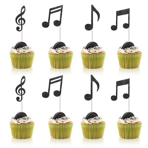 Cupcake-Aufsätze, Musik-Cupcake-Dekorationen, schwarz, "Happy Birthday"-Cupcake-Topper, personalisierte Kuchendekoration für Muttertag, Musiksymbol, Konzert, Themenparty, Dekoration, Zubehör, 36 Stück Cupcake-Aufsätze, Musik-Cupcake-Dekorationen, schwarz, "Happy Birthday"-Cupcake-Topper, personalisierte Kuchendekoration für Muttertag, Musiksymbol, Konzert, Themenparty, Dekoration, Zubehör, 36 Stück von Yuomeaz