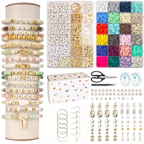 Yupneih 7200 Stück perlen für armbänder, armbänder selber machen perlen set，Für Feiertage, Geburtstage, Perlen zur Schmuckherstellung von Yupneih