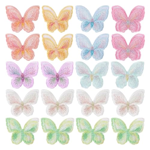 Yuqilin 18 Stück Spitze Schmetterling Applikation, Spitzenstoff Stickerei Patches, Schmetterlinge Applikationen zum Aufnähen, Für Abendgarderobe, Tanzkleidung, Haarschmuck, Taschen von Yuqilin