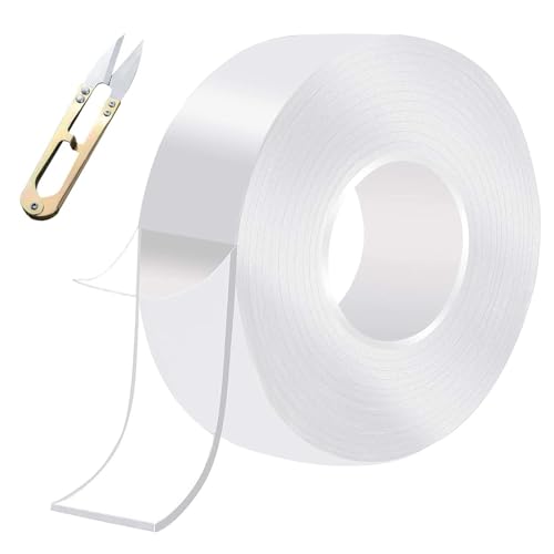 Yuqilin Doppelseitiges Klebeband, 3M Nano Tape, Abnehmbar Spurlos Double Sided Tape, mit 1 Eine Eisenschere, Transparentes Klebeband Doppelseitig, Wiederverwendbares Doppelklebeband von Yuqilin