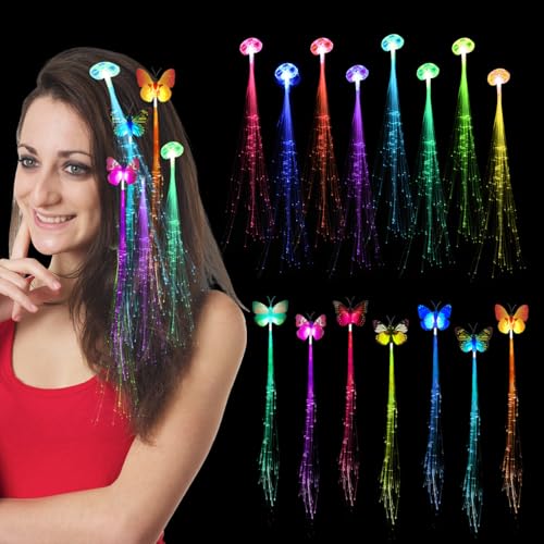 Yuragim 15 Stück LED Leuchtende Haarspangen, Haarsträhnen zum Einklipsen Bunte LED Blinkendes Haar Clip Leuchten Spielzeug für Geburtstagsgeschenke Neon Party Geschenke Weihnachten Halloween von Yuragim