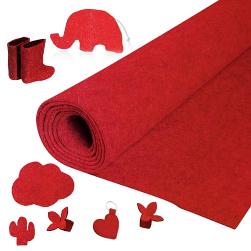 Yuragim Filzrolle Filzstoff, Filz Meterware 30cmx250cmx3mm Filz Stoff Bastelfilz Dekofilz Taschenfilz Filzmatte für DIY Aufbewahrungstasche Filzunterlage Patchwork Nähen Basteln (Rot) von Yuragim