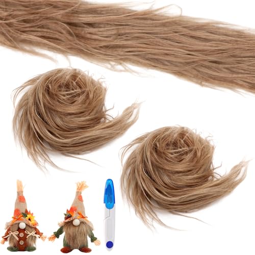 Yuragim Kunstfell zum Basteln, 5x150cm Fell zum Basteln, Fellimitat Kunstfell Meterware Fell Stoff Meterware fur Gnome Beard Santa Hair Dwarf DIY Kunstfell Deko Basteln Weihnachts Kunstfellband, Braun von Yuragim