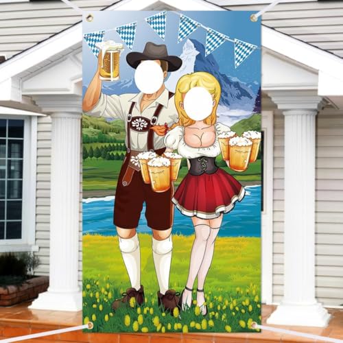 Yuragim Oktoberfest Foto Requisit Banner, 180 * 100cm Oktoberfest Fotowand Bayerisch Foto Tür Booth Hintergrund Oktoberfest Deko Zubehör für Oktoberfest Party Lustige Bayern Party Dekoration von Yuragim