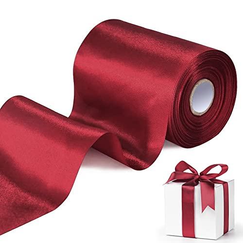 Yuragim Satinband, 10cm x 20m Claret Dunkles Rot Breit Geschenkband Schleifenband, Stoffband für Hochzeit, Großes Band Satinband für Oster Hochzeit Taufe Geburtstag Geschenkverpackung Party Dekoration von Yuragim