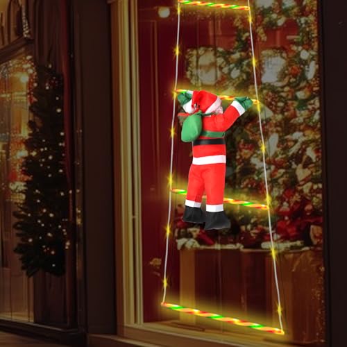 Yuraigm LED Weihnachtsmann Leiter Lichterkette, 1,7 Meter LED Weihnachtsbeleuchtung, Weihnachtsdeko Kletternder Nikolaus für Innen Außen Weihnachtsbaum Fenster Weihnachten Deko (Bunt) von Yuragim