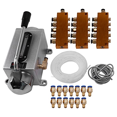 Yurhuit Ein Satz SchmieröLpumpe HandbetäTigter CNC-Router Elektromagnetische Schmierpumpe Schmierstoffgeber EdelstahlgehäUse von Yurhuit