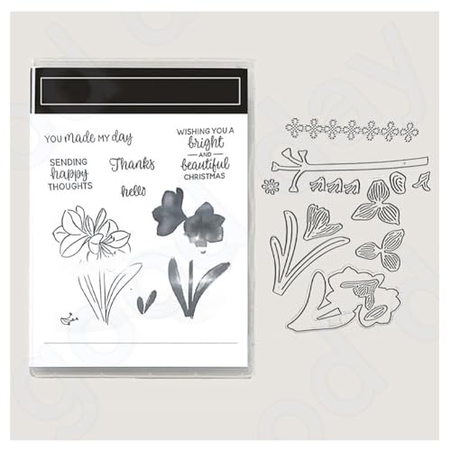 Metall Schneiden Sterben und Stempel Set- Stanzschablonen Und Stempel Weihnachten Stanzformen Silikon Klar Stempel Silikonstempel DIY Scrapbooking Kunsthandwerk Stanzen Kartenherstellungszubehör 10# von Yurosiay