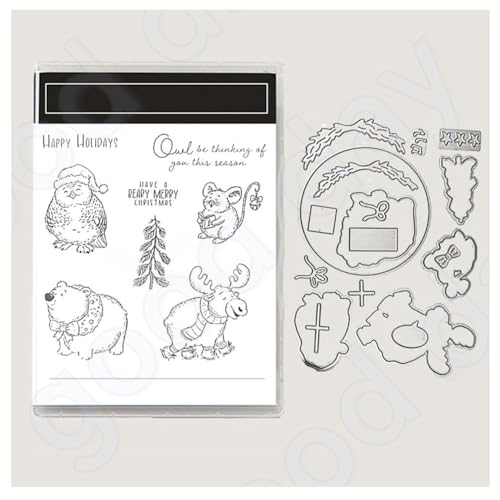 Metall Schneiden Sterben und Stempel Set- Stanzschablonen Und Stempel Weihnachten Stanzformen Silikon Klar Stempel Silikonstempel DIY Scrapbooking Kunsthandwerk Stanzen Kartenherstellungszubehör 12# von Yurosiay