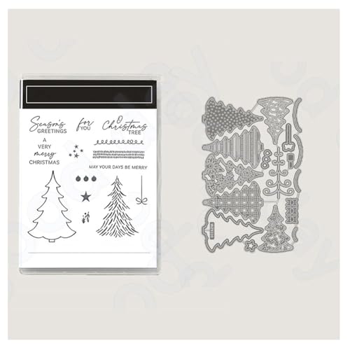 Metall Schneiden Sterben und Stempel Set- Stanzschablonen Und Stempel Weihnachten Stanzformen Silikon Klar Stempel Silikonstempel DIY Scrapbooking Kunsthandwerk Stanzen Kartenherstellungszubehör 13# von Yurosiay