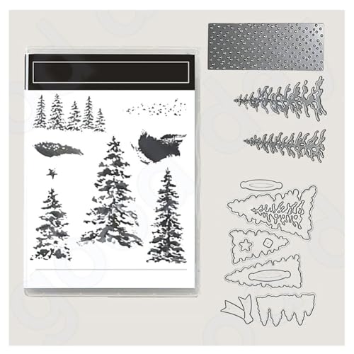 Metall Schneiden Sterben und Stempel Set- Stanzschablonen Und Stempel Weihnachten Stanzformen Silikon Klar Stempel Silikonstempel DIY Scrapbooking Kunsthandwerk Stanzen Kartenherstellungszubehör 7# von Yurosiay