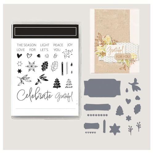 Stanzschablonen Und Stempel Set Metall Weihnachten Thanksgiving Halloween DIY Silikonstempel Stanzformen Stempel und Stanzformen für die Kartenherstellung Geburtstage Scrapbooking Handwerk von Yurosiay