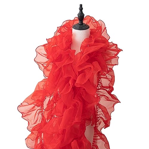 Yurosiay 1 Yard Plissee Spitzenborte Organza 11cm Breite Rüschenbesatz Bunt Durchscheinende Oganza Rüschenband Plissiert Rüschen Spitzenband Tüll Rüschenborte Spitzenbesatz Zum Nähen Rot von Yurosiay