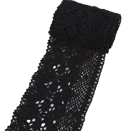 Yurosiay 1 Yard Spitzenborte Baumwolle 10cm Breit Spitzenband Nähen Vintage Häkelband Spitze Elegant Häkelspitze Borte Spitzenbordüre Spitzenstoff Dekoband Spitze für DIY Handwerk Schwarz von Yurosiay