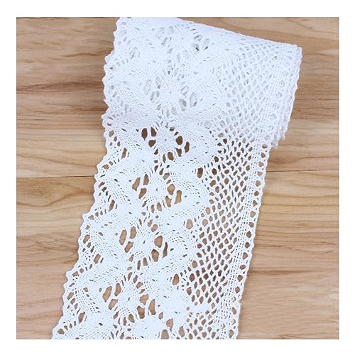 Yurosiay 1 Yard Spitzenborte Baumwolle 10cm Breit Spitzenband Nähen Vintage Häkelband Spitze Elegant Häkelspitze Borte Spitzenbordüre Spitzenstoff Dekoband Spitze für DIY Handwerk Weiße von Yurosiay