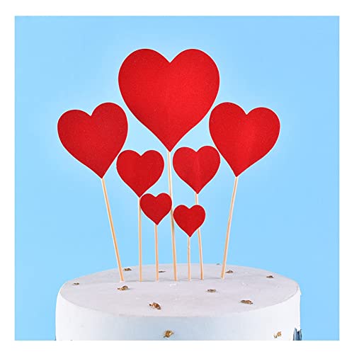 Yurosiay 10 Sätze Herzen Kuchen Topper Glitzer Cupcake Topper Herz Süßer Herz Dekoration Cocktail Sticks Herz Kuchen Topper Geburtstag Kuchen Topper für Party Hochzeit Kuchen Deko Rot von Yurosiay