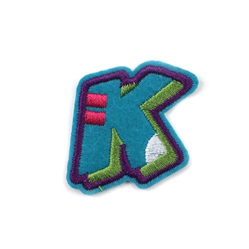 Yurosiay 10 Stück Buchstaben zum Aufbügeln A-Z Bunte Alphabet Buchstaben Patch Näh Reparatur Alphabet Aufnäher Kleidung Patches Stoffapplikationen Bügelflicken Sticker für Kleidung T-Shirt K von Yurosiay