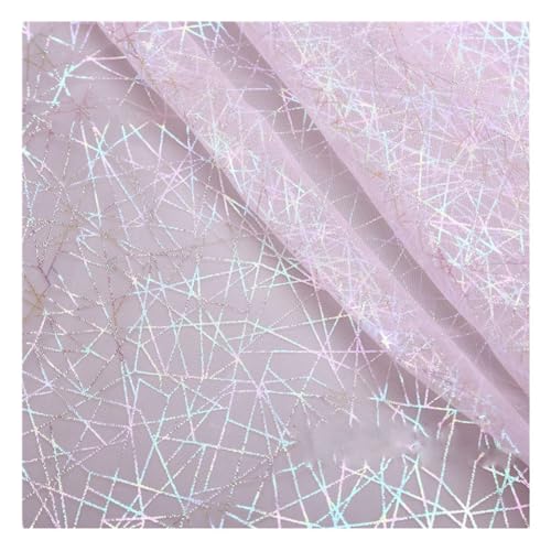 Yurosiay 100×160cm Glitzer Tüllstoff IllusionTüll Dekostoff Pailletten Mesh Stoff Bunte Linien Glitzernder Stoff Tüllstoff zum Nähen Sparkly Stoff Meterware für DIY Tutu Röcke Bekleid Rosa von Yurosiay