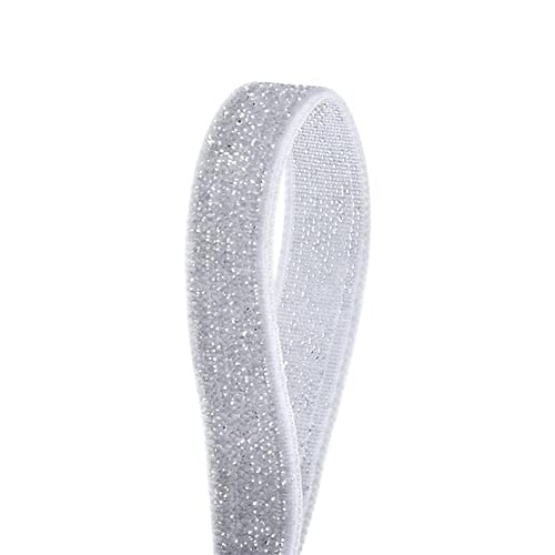 Yurosiay 10m/Rollen 1cm Glitzer Samtband Einseitiges Samt Dekoband Samtborte Mit Silber Glitzer Geschenkband Schleifenband Schmuckband Zierband für DIY Craft Nähen Geschenkverpackung Grau von Yurosiay