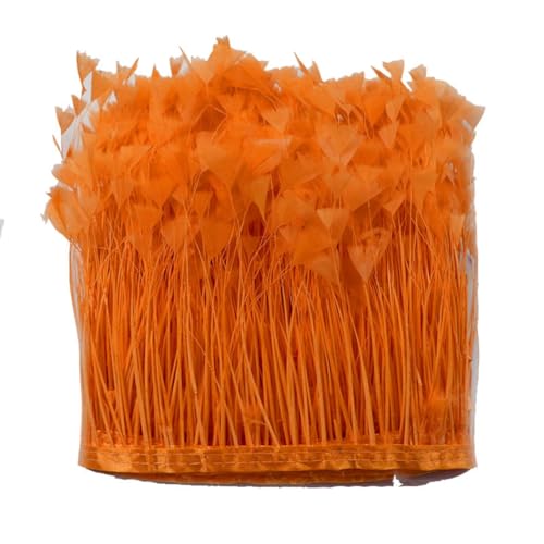 Yurosiay 1m Feder Fransenborte 10-15cm Breite Federn Fransen Trim Avec Satinband Flauschige Feder Fransenband Feder Streifen zum Nähen Federborte Meterware für DIY Basteln Kleidung Orange von Yurosiay