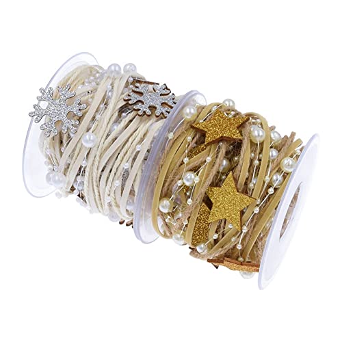 Yurosiay 2 Rollen Weihnachtsband Gold Silber Weihnachts Geschenkband mit Sternen und Schneeflocken Schleifenband Dekoband für DIY Handwerk Geschenkverpackung Weihnachtsdekoration 3cm*2m von Yurosiay