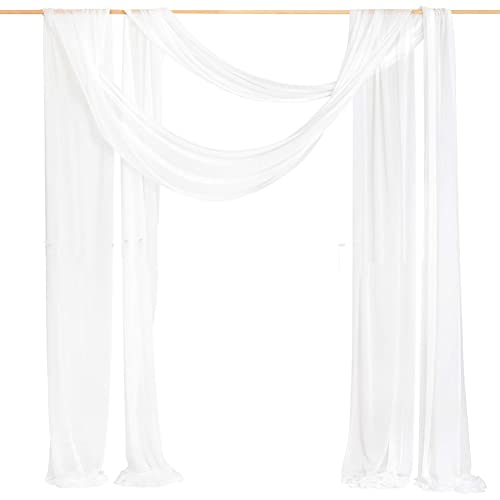 Yurosiay 2 Stück 77cm×10m Hochzeitsbogen Vorhang Chiffon Stoff Hochzeitsbogen Deko Tüll Fotovorhang Drapierstoff Hochzeitsbogen Querbehang Freihanddeko Tüll Vorhang für Party Hochzeit Weiß von Yurosiay