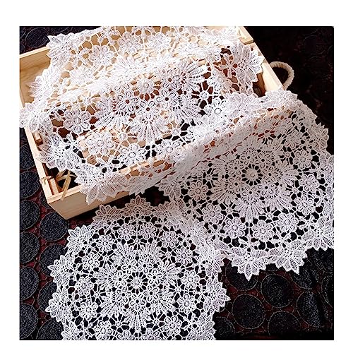 Yurosiay 2 Stück Weiße Spitzendeckchen Vintage Rund Spitze Untersetzer Handgemachte Häkeltischdecke Elegant Blumen Stickerei Tischset Runde Spitze Tischmatte Gehäkelte Tischdecke Eustoma 40cm von Yurosiay