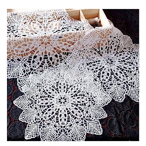 Yurosiay 2 Stück Weiße Spitzendeckchen Vintage Rund Spitze Untersetzer Handgemachte Häkeltischdecke Elegant Blumen Stickerei Tischset Runde Spitze Tischmatte Gehäkelte Tischdecke Mohn 40cm von Yurosiay