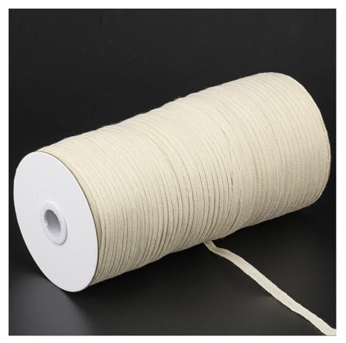 Yurosiay 220M/roll Baumwollband Baumwollgarn Band 5mm/7mm Nahtband Baumwoll-Köperband Gurtband Cotton Twill Tape Twillband Schrägband Geschenkband T-Shirt Band für DIY Crafts Nähen Beige 5mm von Yurosiay