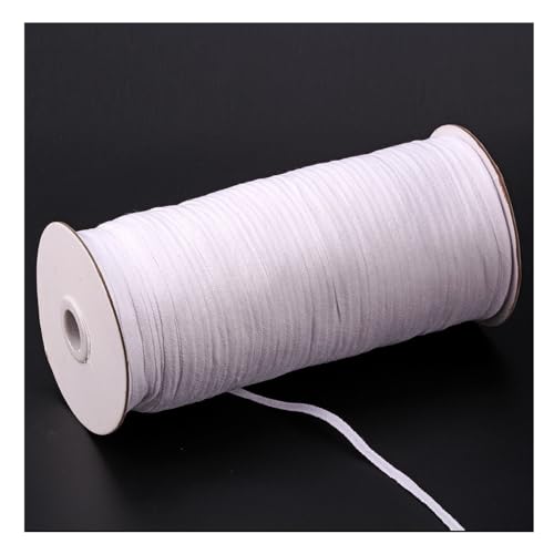 Yurosiay 220M/roll Baumwollband Baumwollgarn Band 5mm/7mm Nahtband Baumwoll-Köperband Gurtband Cotton Twill Tape Twillband Schrägband Geschenkband T-Shirt Band für DIY Crafts Nähen Weiß 5mm von Yurosiay