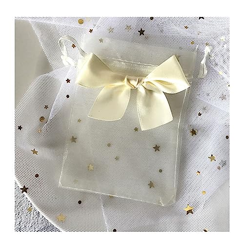 Yurosiay 30 Stück Organzasäckchen Bunt Organzabeutel Mit Satin Schleifen Organzasäckchen Mit Kordelzug Geschenksäckchen Organza Schmuckbeutel Organza Organzabeutel Hochzeit Champagner 11×16cm von Yurosiay