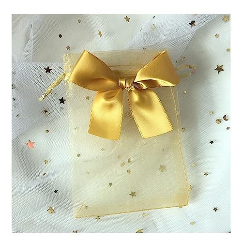 Yurosiay 30 Stück Organzasäckchen Bunt Organzabeutel Mit Satin Schleifen Organzasäckchen Mit Kordelzug Geschenksäckchen Organza Schmuckbeutel Organza Organzabeutel Hochzeit Gold 10×15cm von Yurosiay