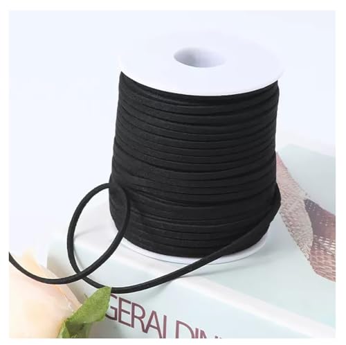 Yurosiay 50 Yard 2,6 mm Wildlederband Faux Wildleder Schnur Lederschnur Lederband Veloursleder Band Leder Schnur String Kunstlederseil für DIY Schmuck Basteln Armbänder Halsketten Schwarz von Yurosiay