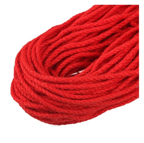 Yurosiay 5mm Juteschnur Farbig Garten Kordel Jute-Schnur Bunte Bastelschnur Dekokordel Juteseil Natur Schnur Makramee Garn Hanfseil Kordel Jutekordel Deko Paketschnur Rot 100M von Yurosiay