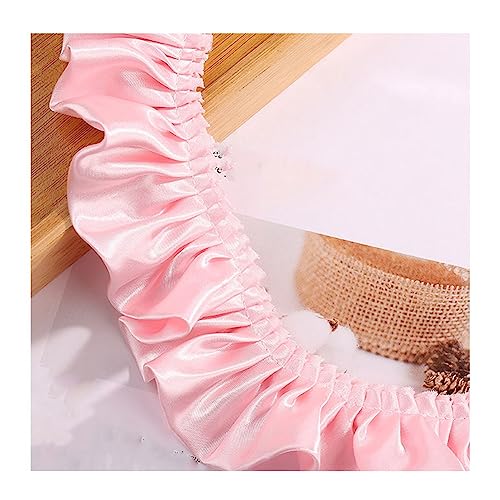 Yurosiay 5m×5.5cm Satin Plissee Spitzenborte Doppelte Bunt Rüschen Plissee Borte Gekräuselte Satin Spitzenband Rüschenborte zum Nähen Satin Rüschenbesatz für DIY Nähen Basteln Rosa 1# von Yurosiay